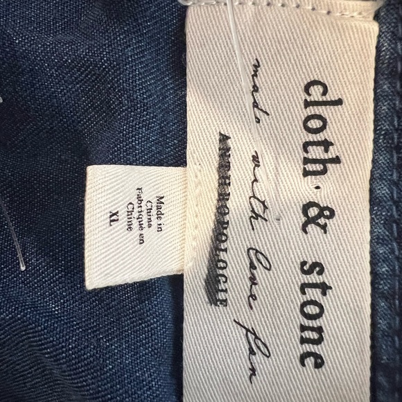 Anthropologie Cloth & Stone Laney Chambray Jumpsuit Striped Pants Jumpsuit XL - Picture 12 of 14